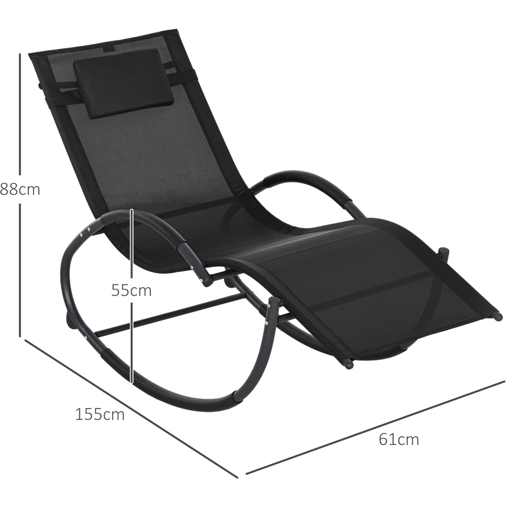 Outsunny Black Zero Gravity Chaise Rocking Chair with Padded Pillow Image 8
