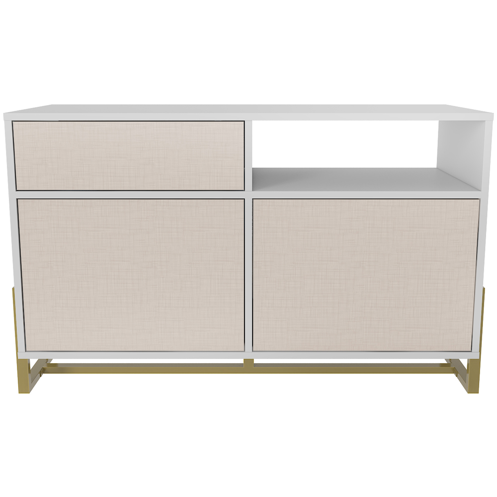 Decorotika Utopie 3 Door Singe Shelf White and Beige Modern Storage Cabinet Image 2