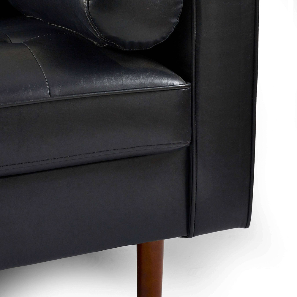 Julian Bowen Henley 2 Seater Black Faux Leather Sofa Image 5