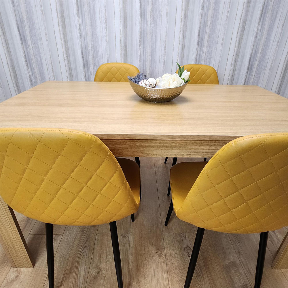Kosy Koala 4 Seater Dining Table Set Oak Effect and Mustard Image 5