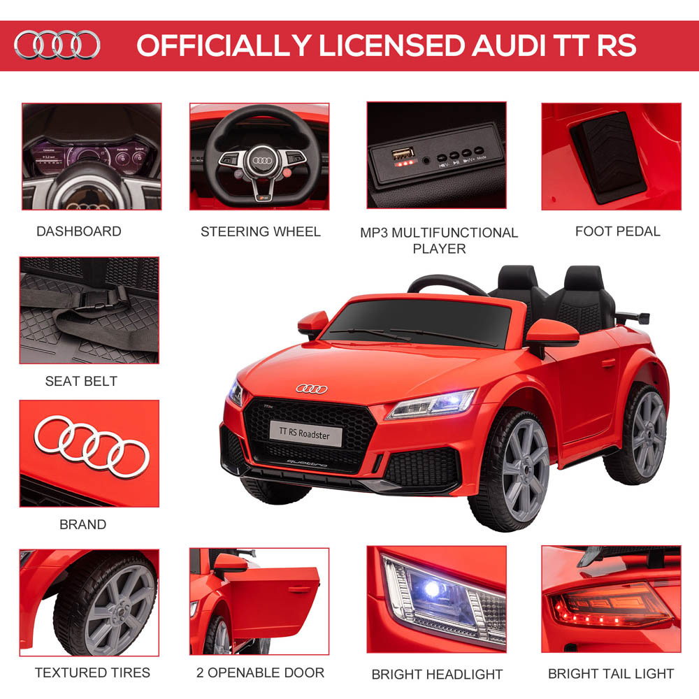 Tommy Toys Audi TT RS Kids Ride On Electric Car Red 12V Image 2