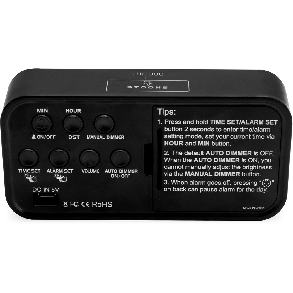 Acctim Silas Black and Red LED Wireless Digital Alarm Clock 14cm Image 5