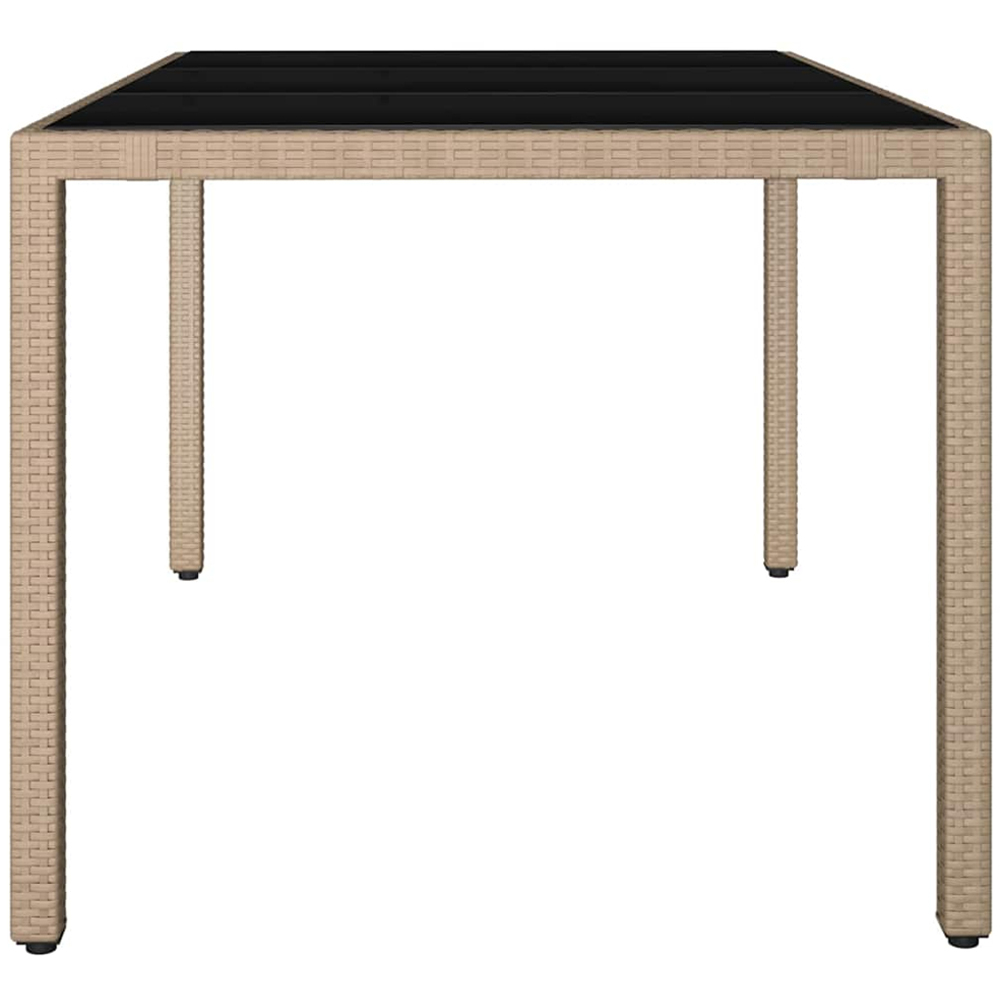 vidaXL 4 Seater Beige Polyrattan Tempered Glass Tabletop Garden Table Image 4