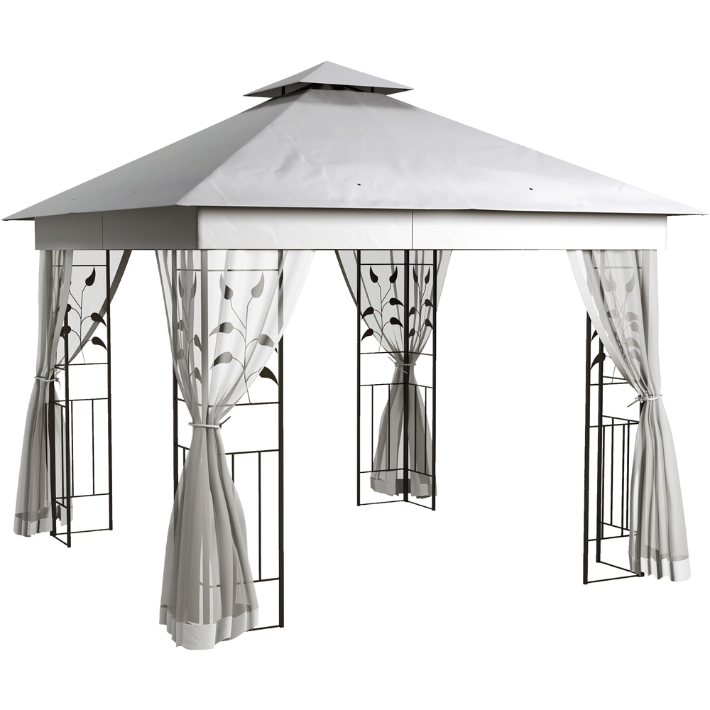 Outsunny 3 x 3m Light Grey Steel Frame Gazebo with Netting Image 2