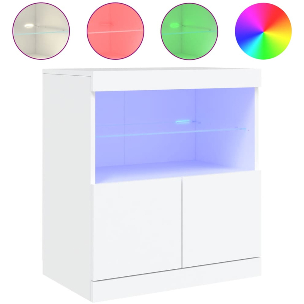 vidaXL 2 Door 2 Shelf White LED Sideboard Image 3