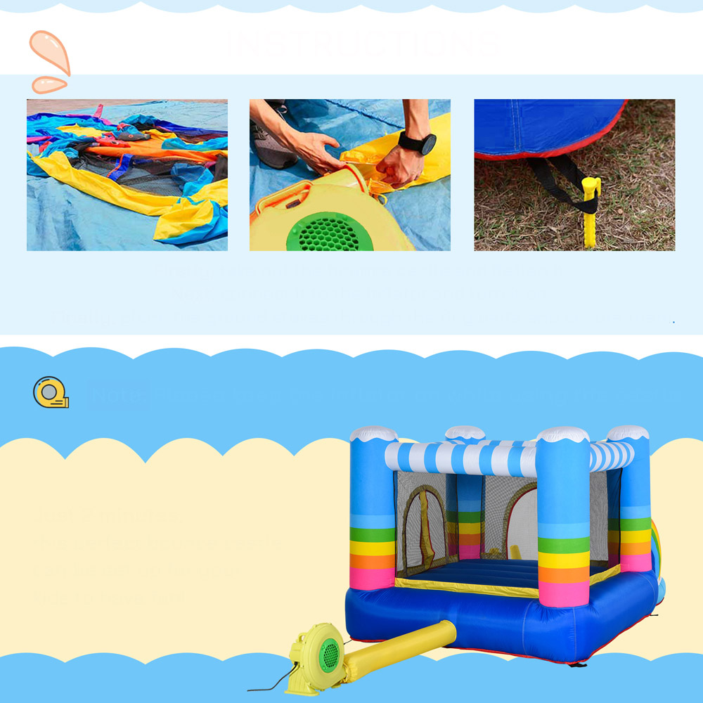 Outsunny 2-in-1 Water Pool Bouncy Castle with Safety Enclosure Net Image 2