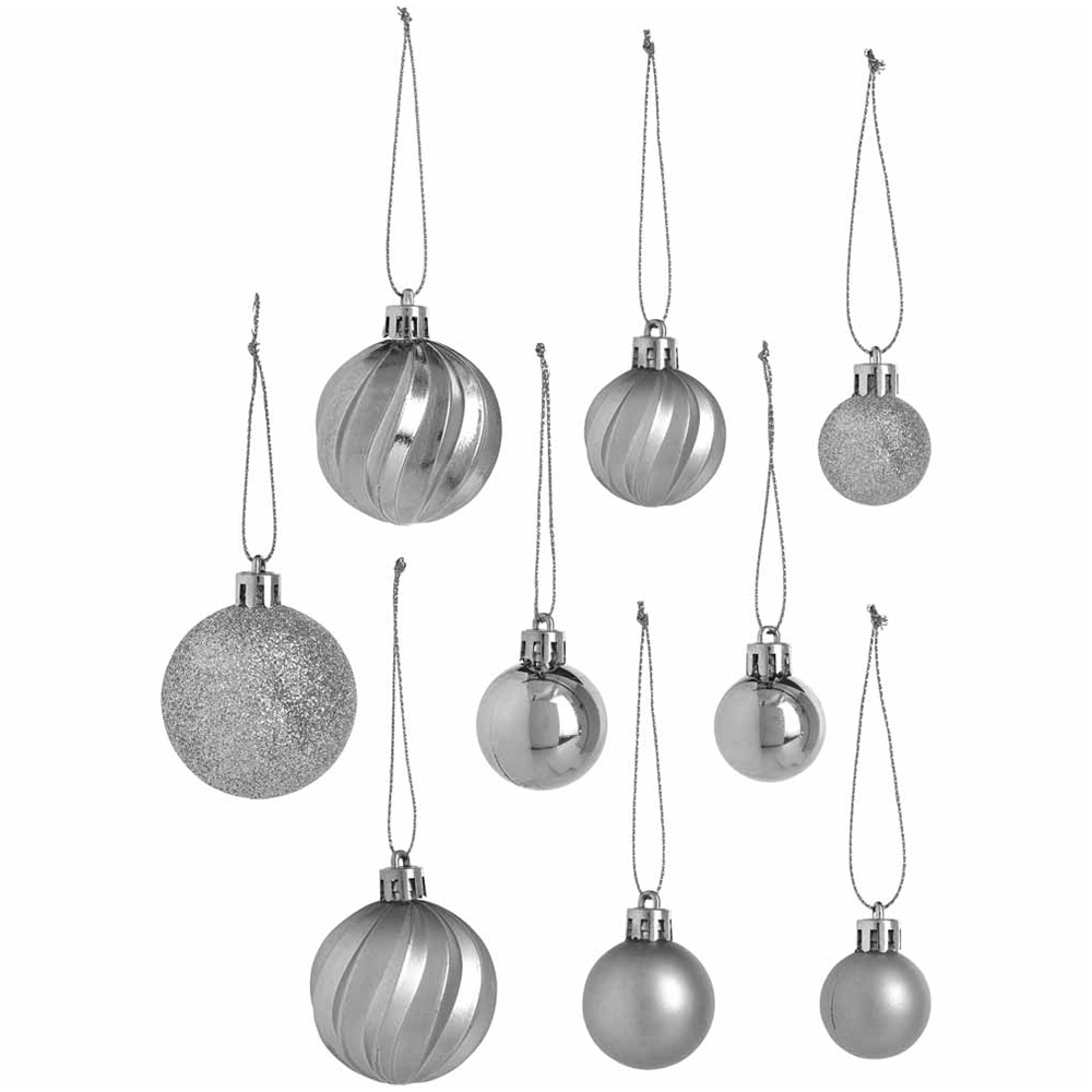 Wilko Glitters Silver Baubles Large pack Image 2