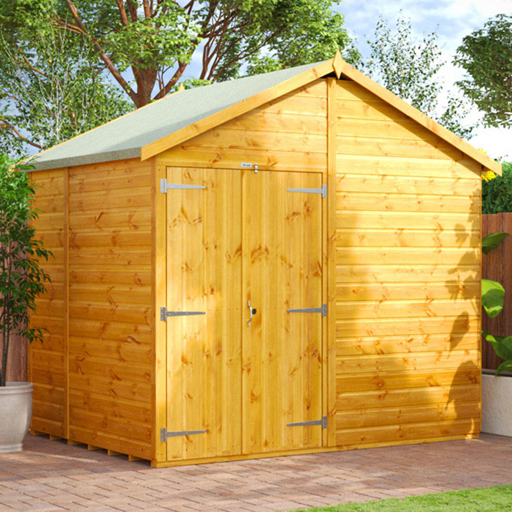 Power Sheds 6 x 8ft Double Door Apex Wooden Shed Image 2