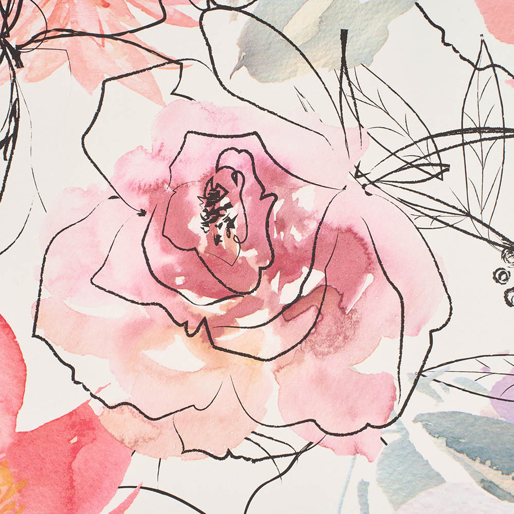 Living and Home Floral Pattern Pink Peel and Stick Wallpaper Image 1