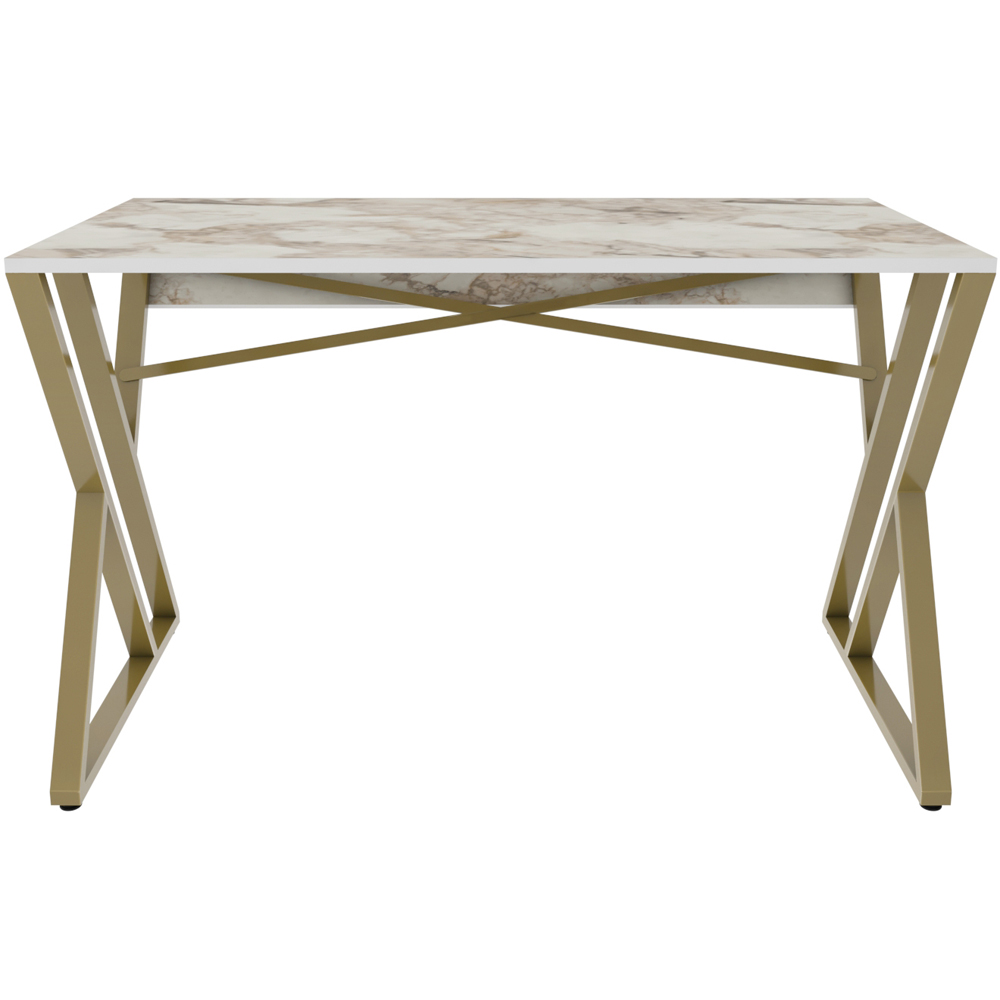 Decorotika Gyza Computer Desk White Marble and Gold Image 2