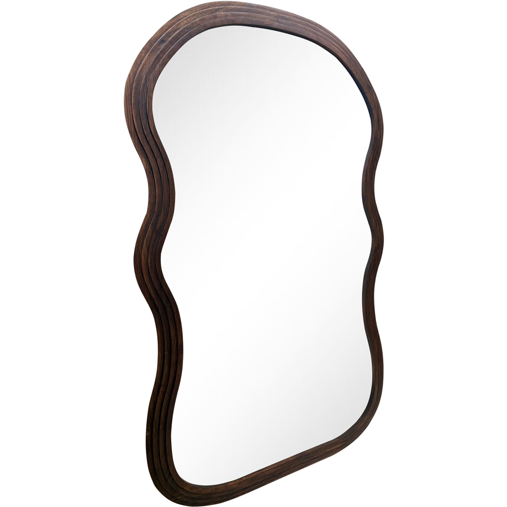 Dark Wood Stepped Wave Mirror Image 1