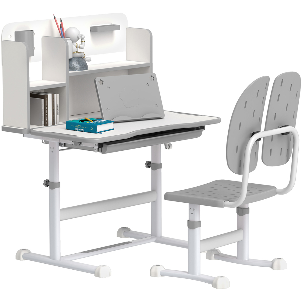 AIYAPLAY Grey Kids Tiltable Desk and Chair Set Image 2