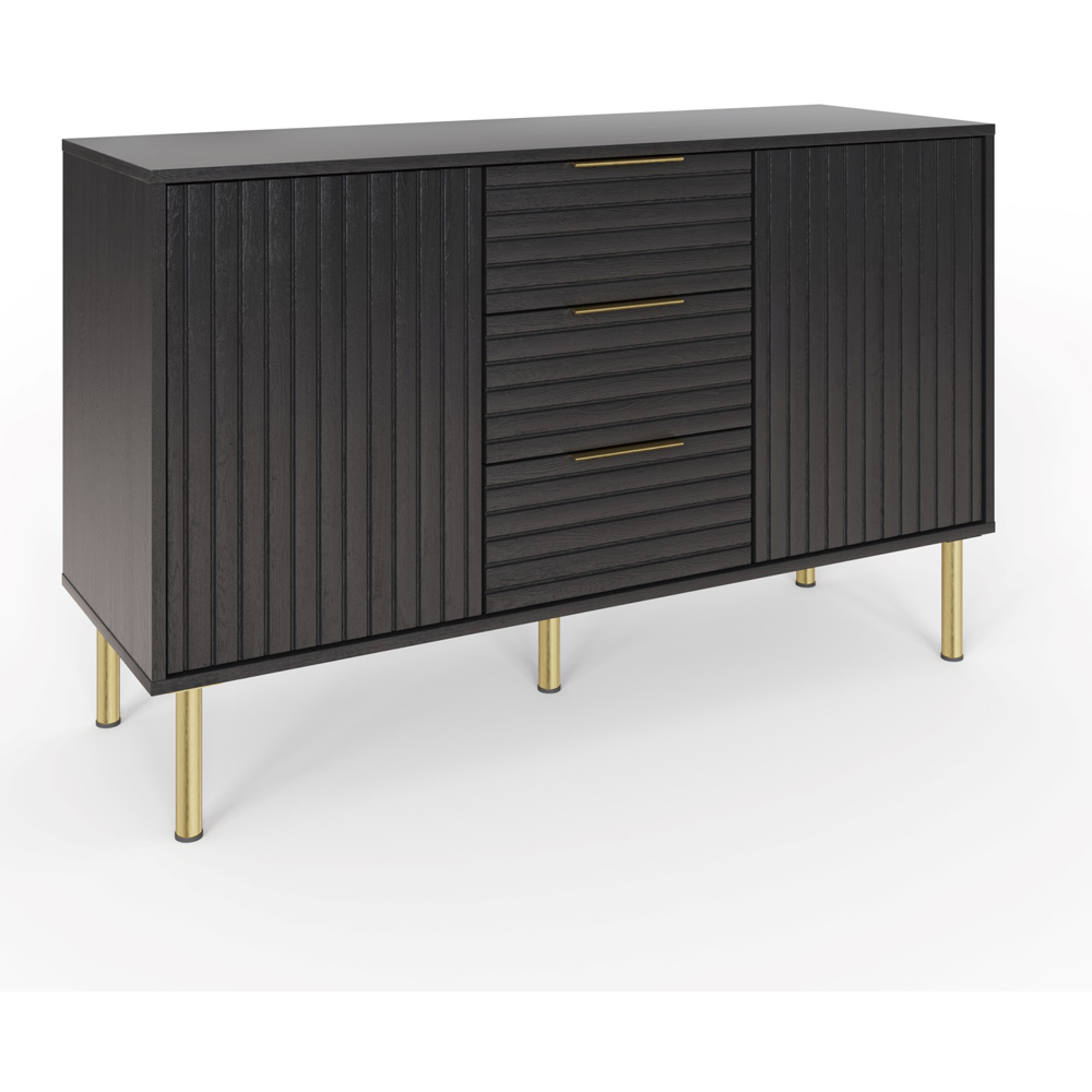 GFW Nervata 2 Door 3 Drawer Black Sideboard Image 3