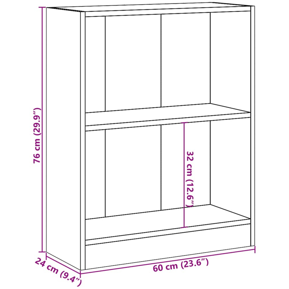 vidaXL 2 Shelf Grey Sonoma Bookcase Image 9
