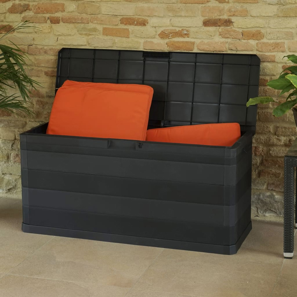 vidaXL 280L Black Polypropylene Garden Storage Box Image 5