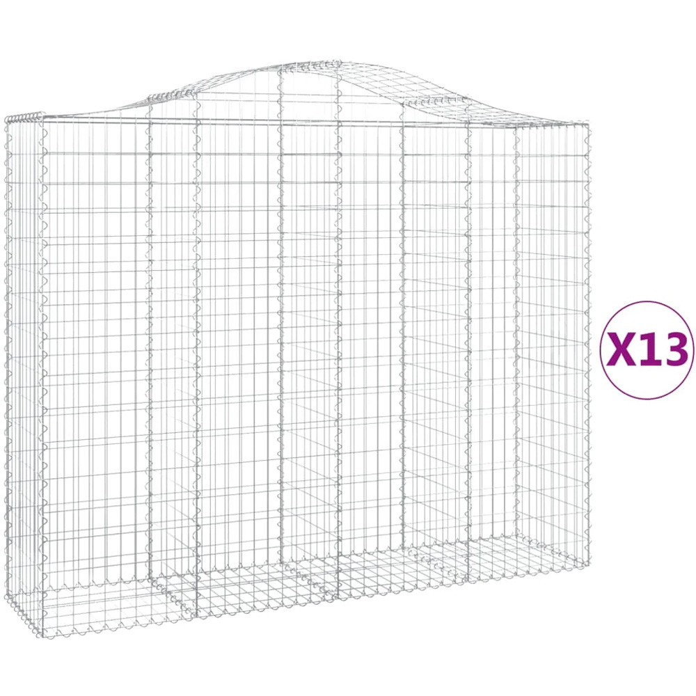 vidaXL Silver Galvanised Iron Arched Gabion Basket 160/180 x 200 x 50cm Image 3