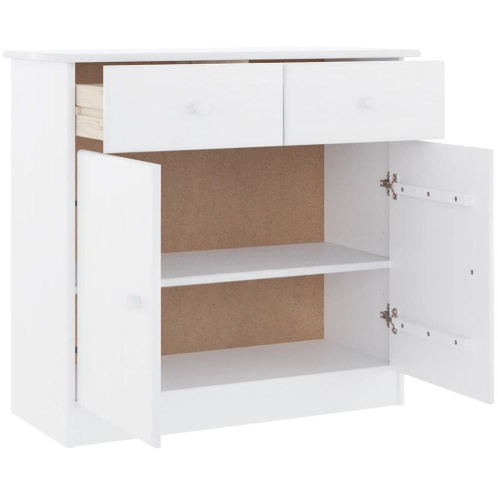 vidaXL Alta 2 Door 2 Drawer White Solid Pine Wood Sideboard Image 4