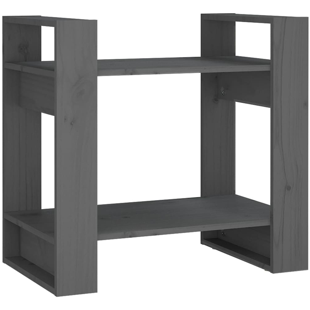 vidaXL 2 Shelf Grey Solid Pine Wood Bookcase Image 2