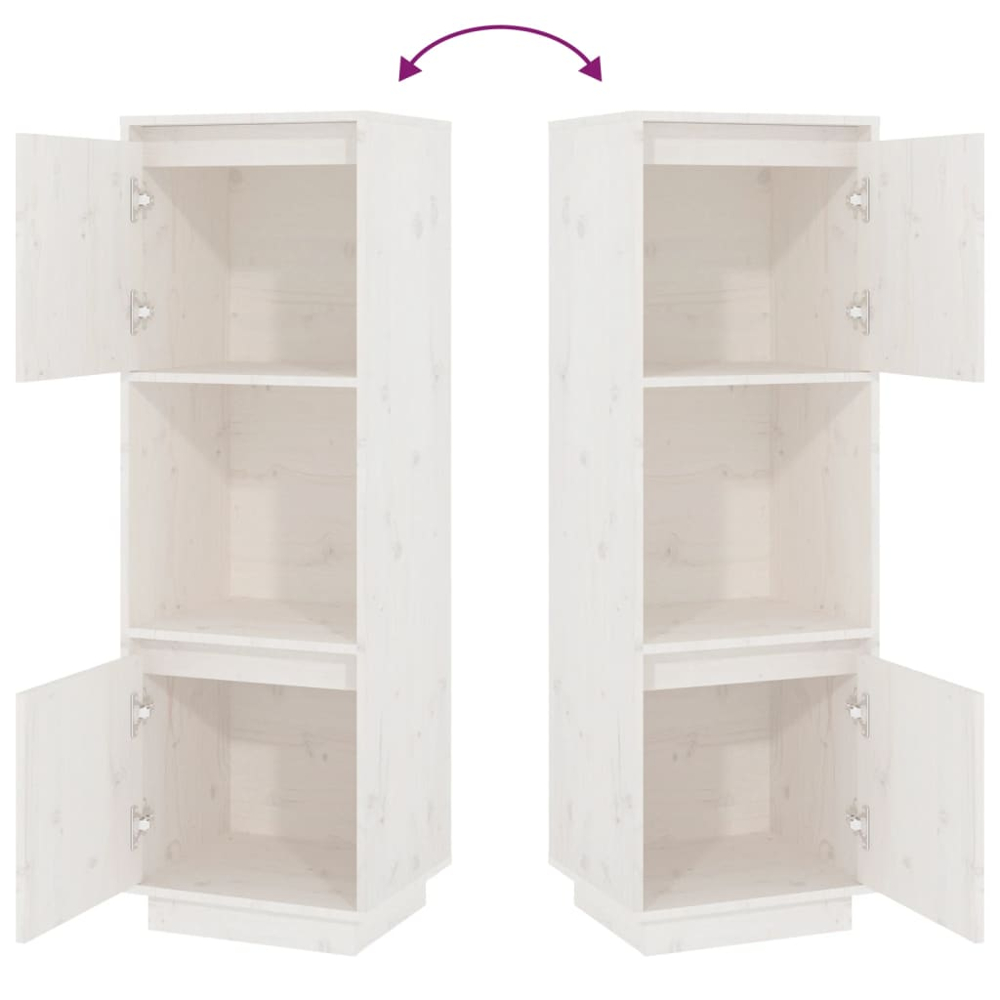 vidaXL 2 Door Single Shelf White Pine Wood Highboard Image 7