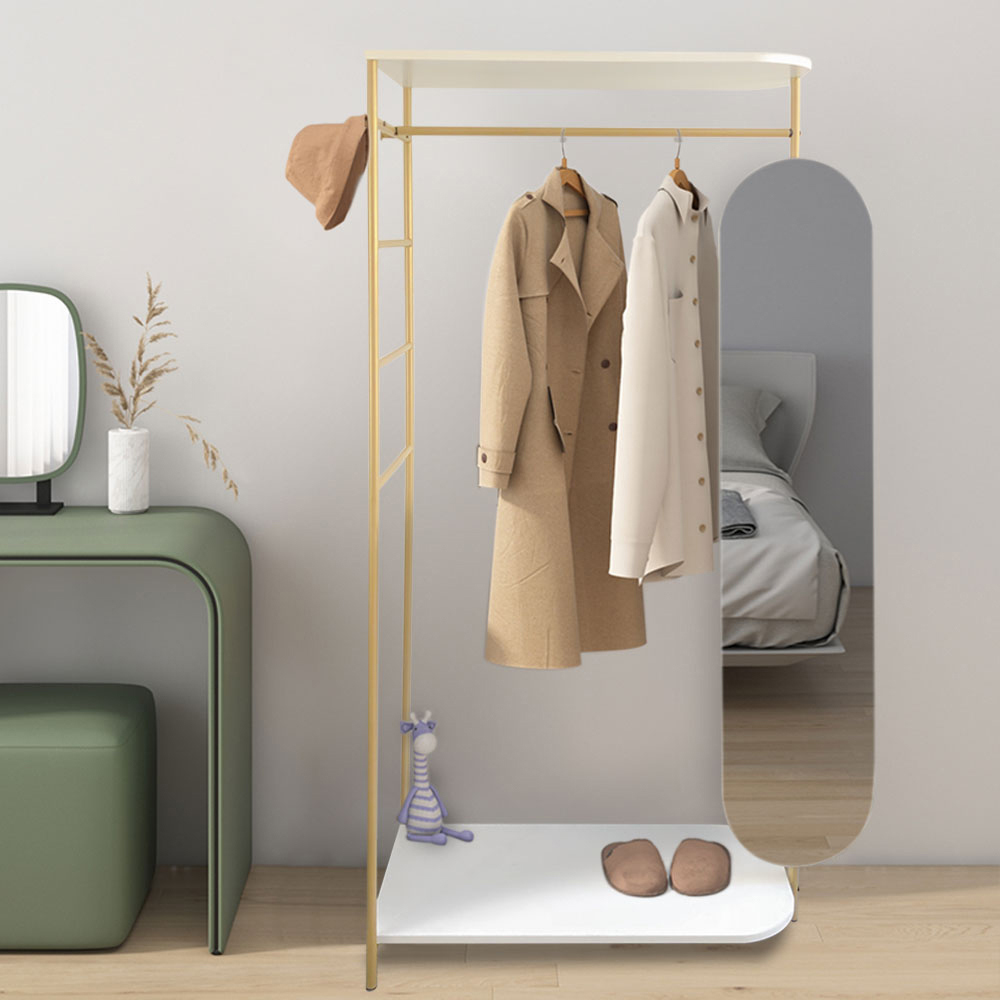 Living and Home Modern Metal Clothes Rail with Mirror Image 5