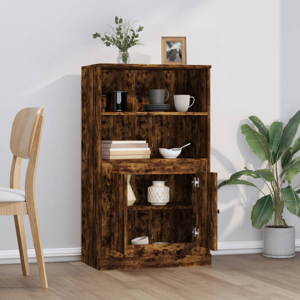 vidaXL 2 Door 2 Shelf Smoked Oak Highboard Image 8