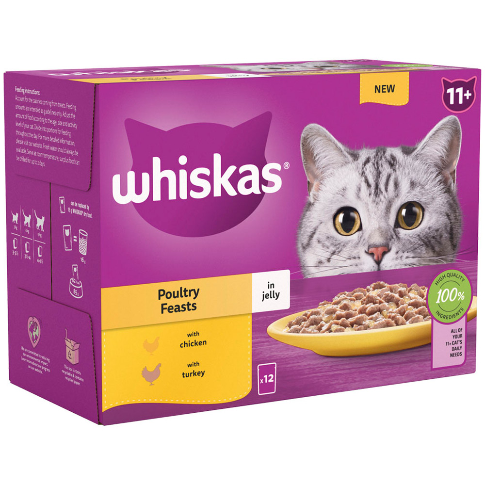Whiskas Poultry Selection in Jelly Super Senior Cat Food Pouches 85g Case of 4 x 12 Pack Image 3