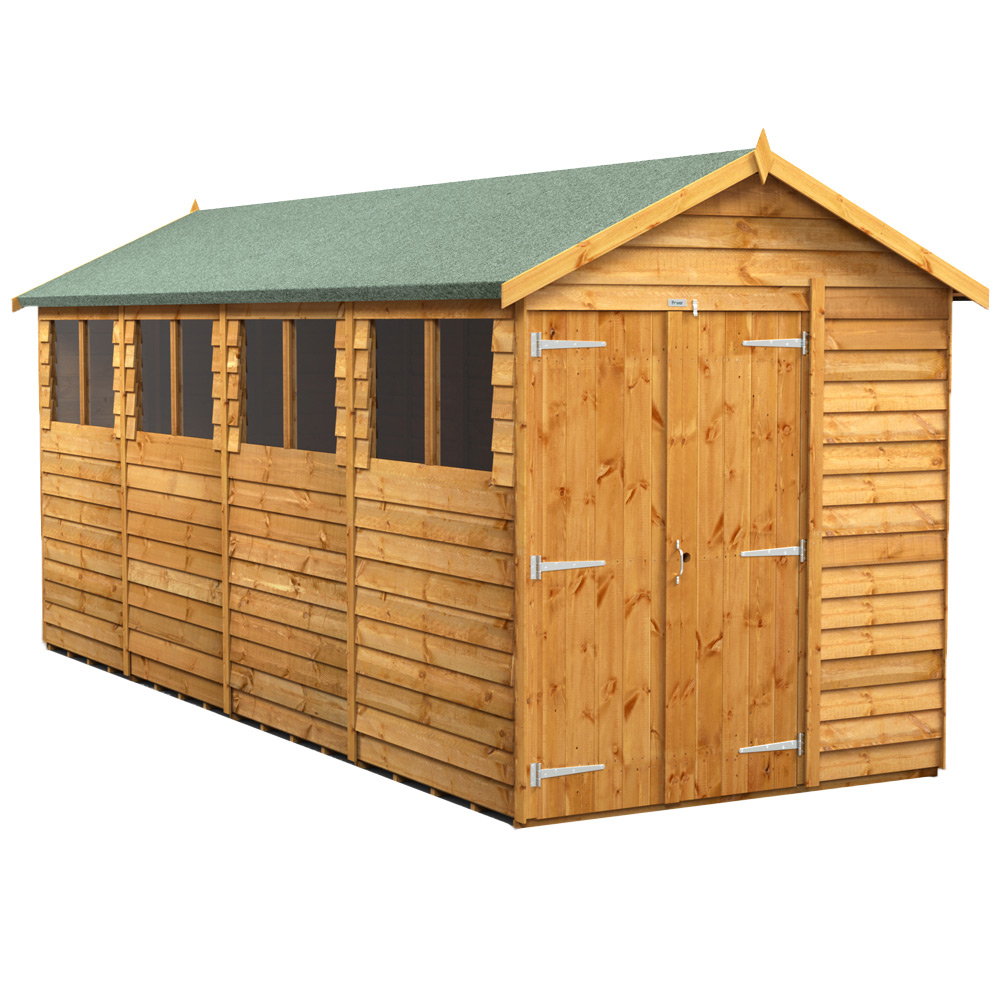 Power 16 x 6ft Overlap Apex Double Door Shed Image 1