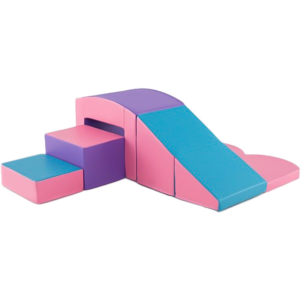 Costway 6 Piece Pink and Purple Foam Climbing Block Kids Play Set Image 1