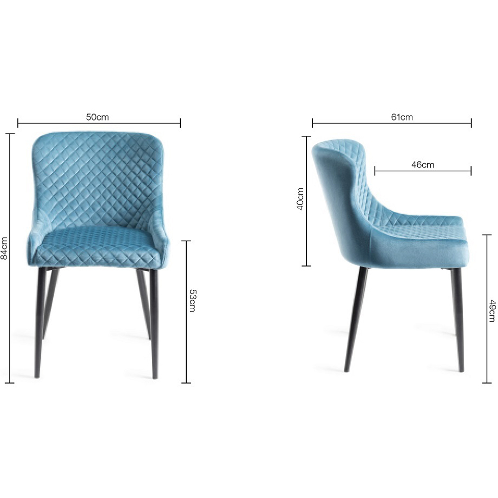 Bentley Designs Cezanne Set of 2 Petrol Blue Velvet Dining Chair Image 7