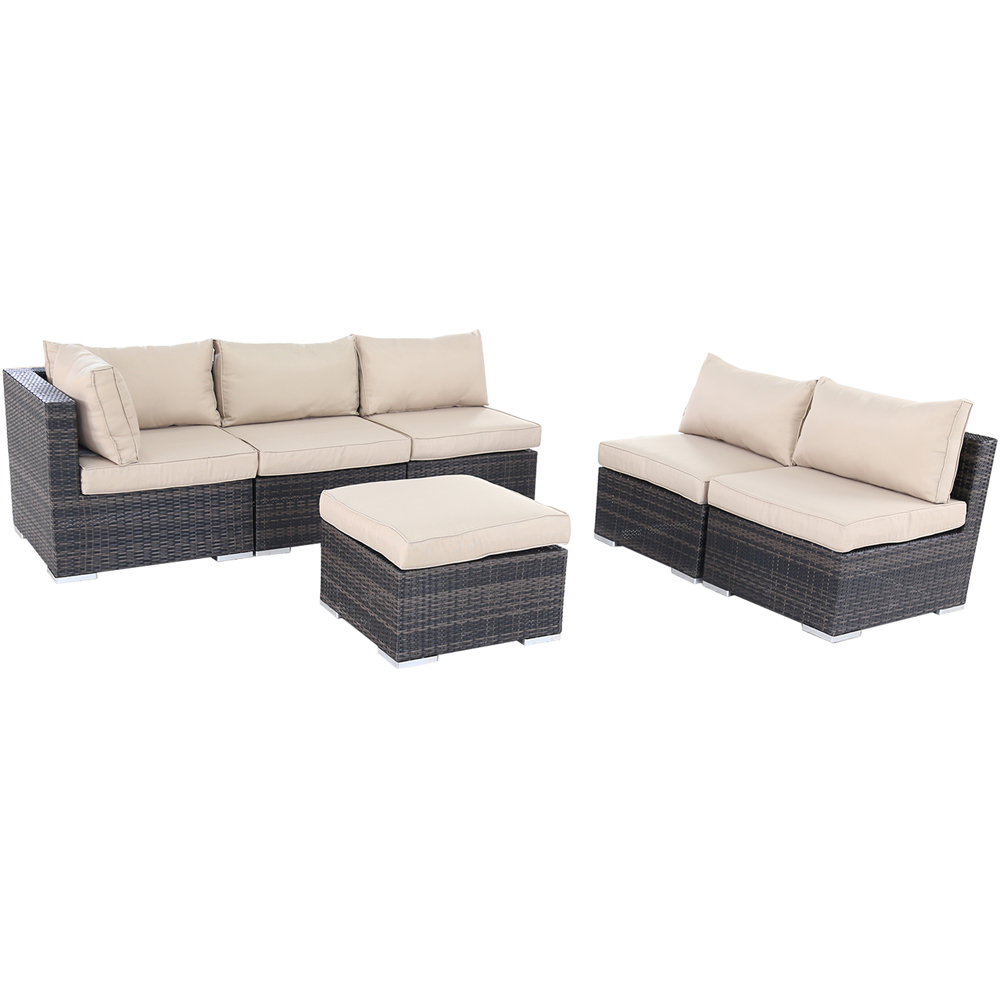 Furniture One 6 Seater Brown Garden Corner Sofa Set Image 8