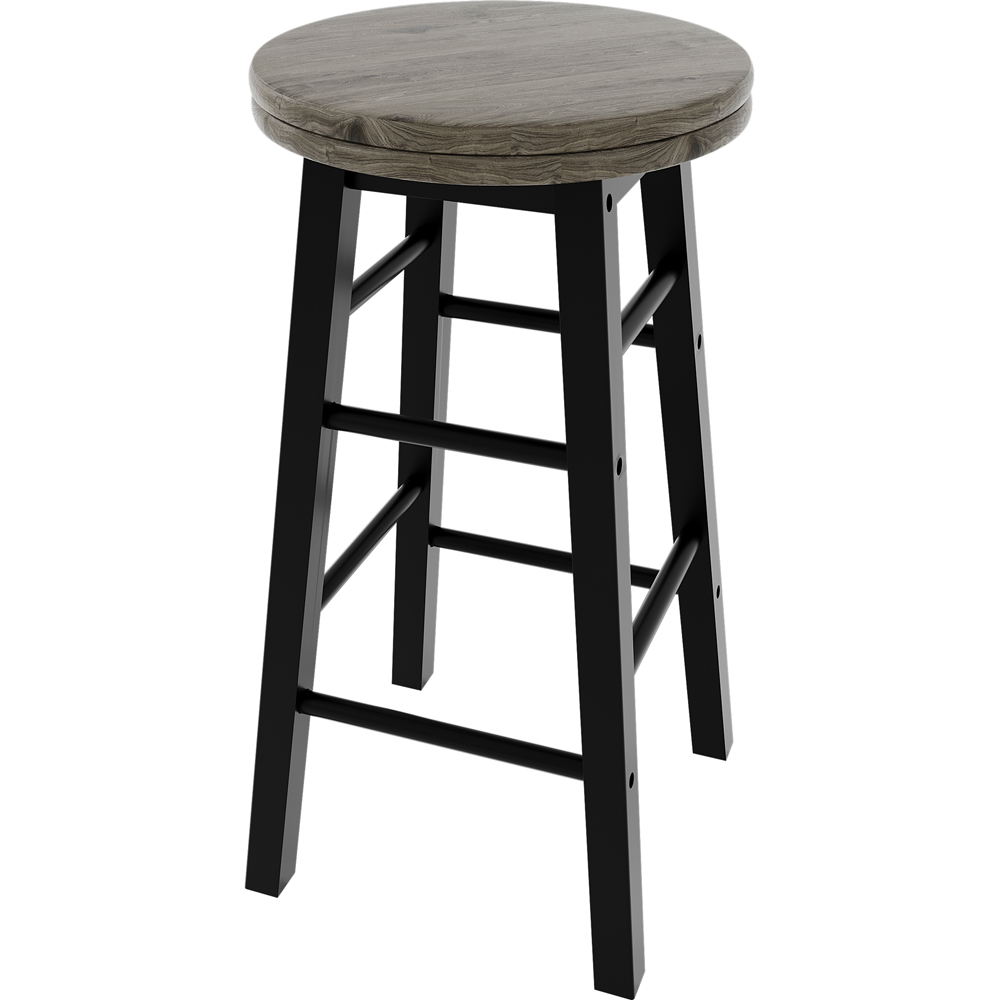 CHEF VIDA Black Wooden Revolving Bar Stool Image 2