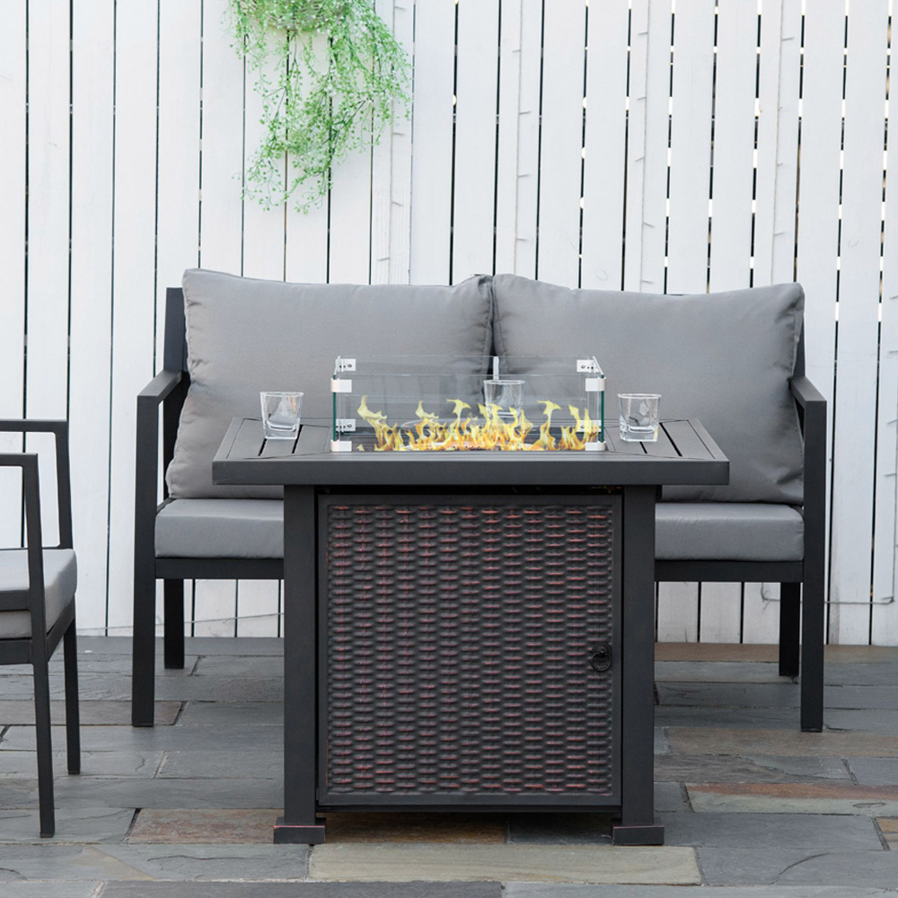 Outsunny Rattan Effect Fire Pit Table with 50000 BTU Burner Image 2