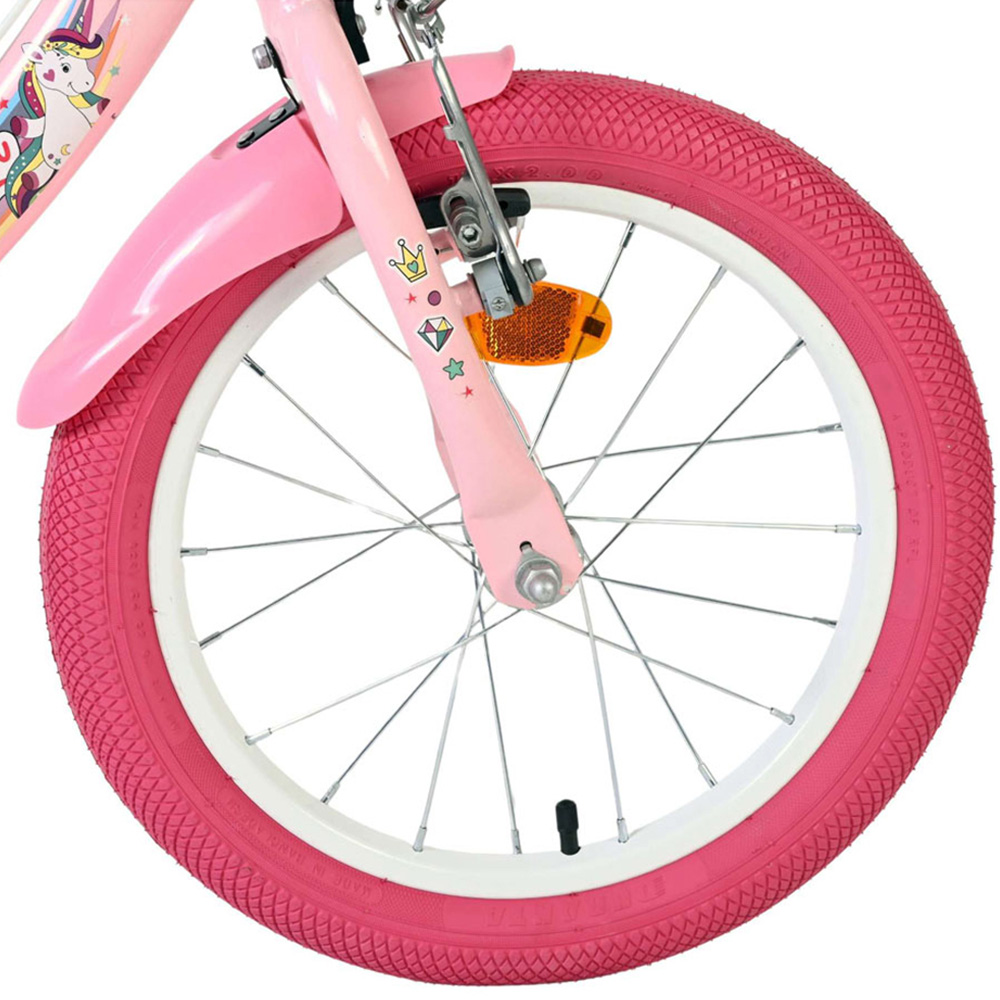 Volare Unicorn Kids 16 inch Pink Bike with Stabilisers Doll Seat and Basket Image 8