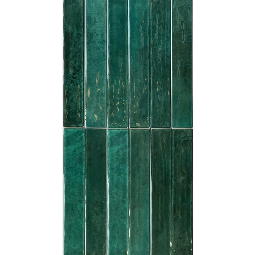 Top Ceramics Metro Green Gloss Flat Bumpy Ceramic Wall Tile 50 x 300mm 0.5sqm Image 2