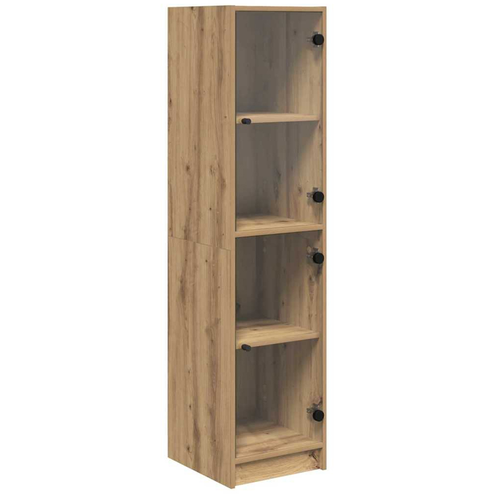 vidaXL 2 Glass Door 4 Shelf Artisan Oak Slim Highboard Image 2
