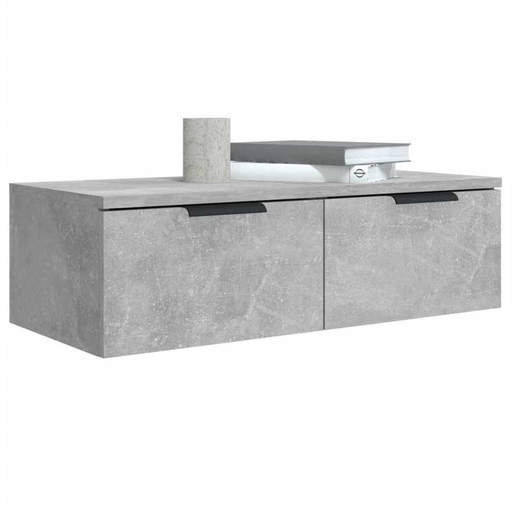 vidaXL 2 Drawer Concrete Grey Wall Cabinet Set of 2 Image 3