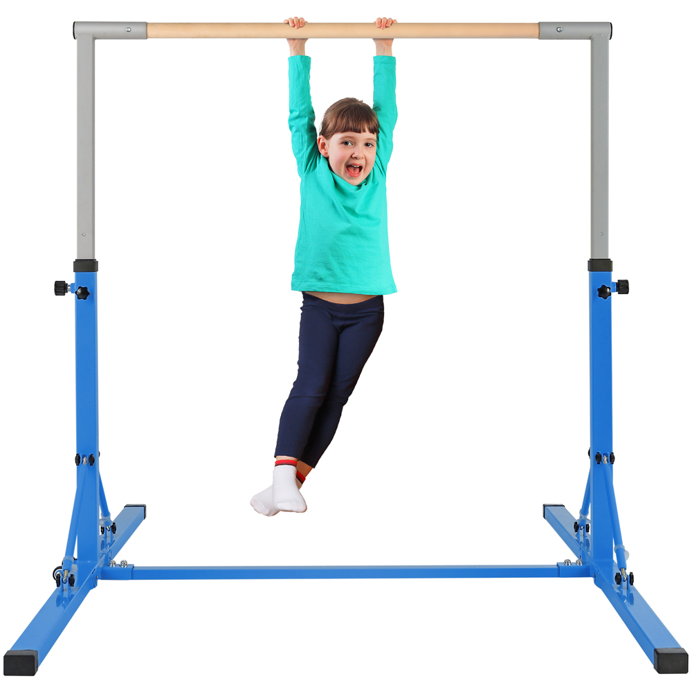 Costway Blue Kids Foldable Gymnastics Bar Image 3