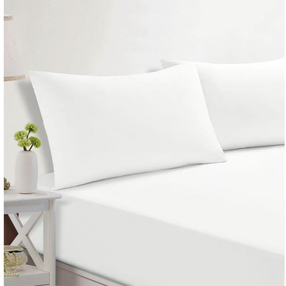 Easy Care Plain Sheeting Set White Single Image 2