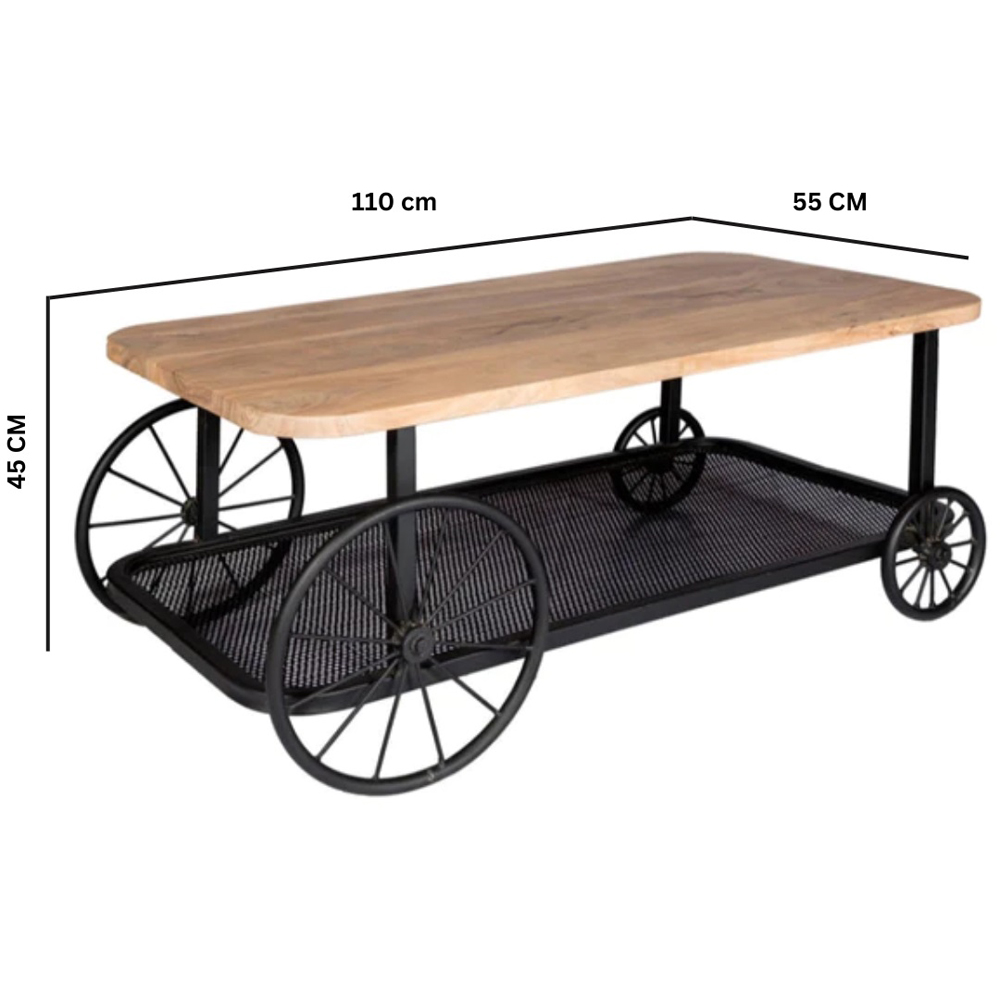 Brooklyn Clemet Single Shelf Wheel Coffee Table Image 7