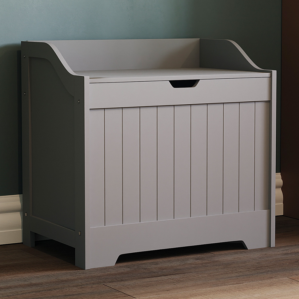 Bath Vida Priano Grey Wooden Bathroom Laundry Cabinet Image 1