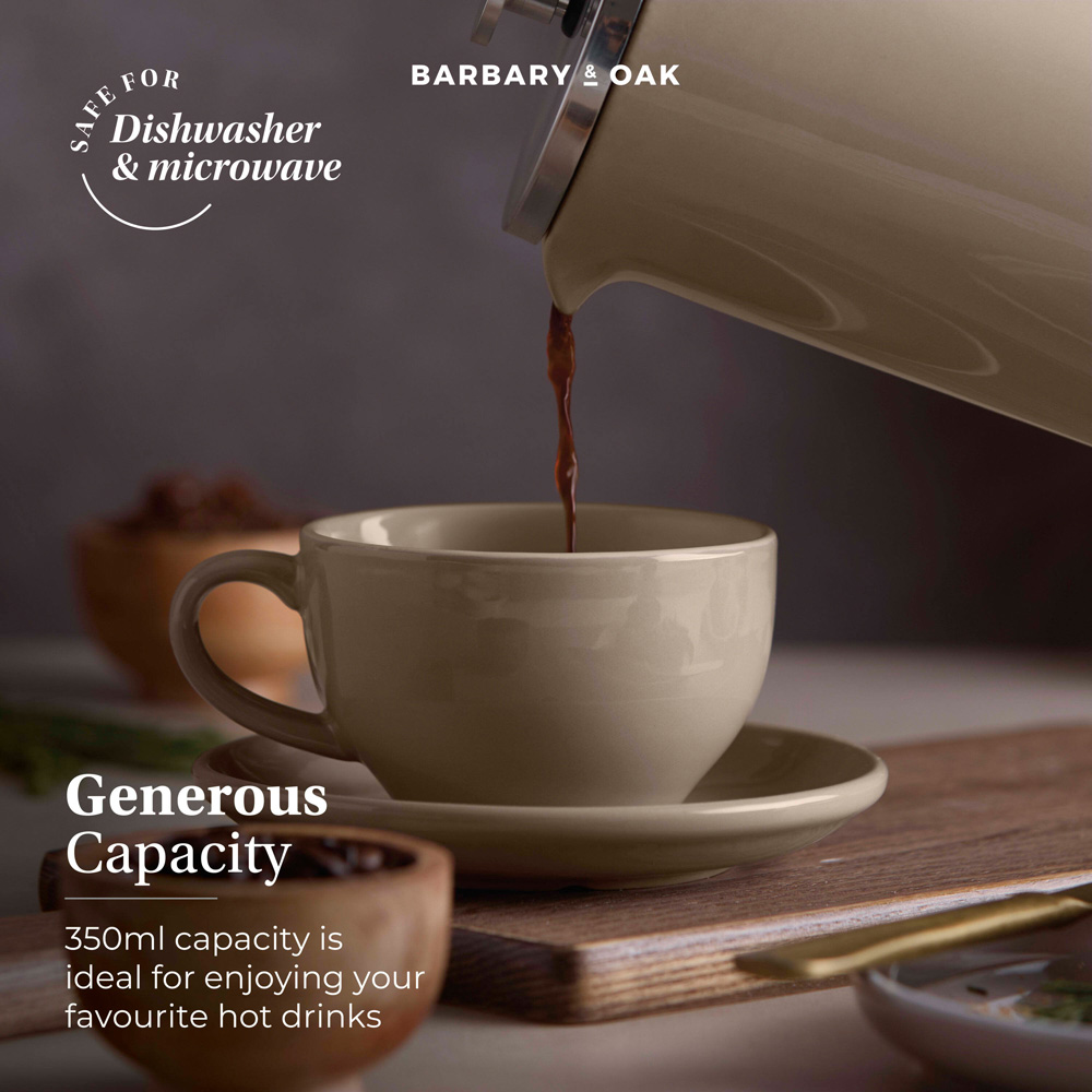 Barbary & Oak Nattura Set of 2 Cashmere Stoneware Americano Cup and Saucer Set 350ml Image 3