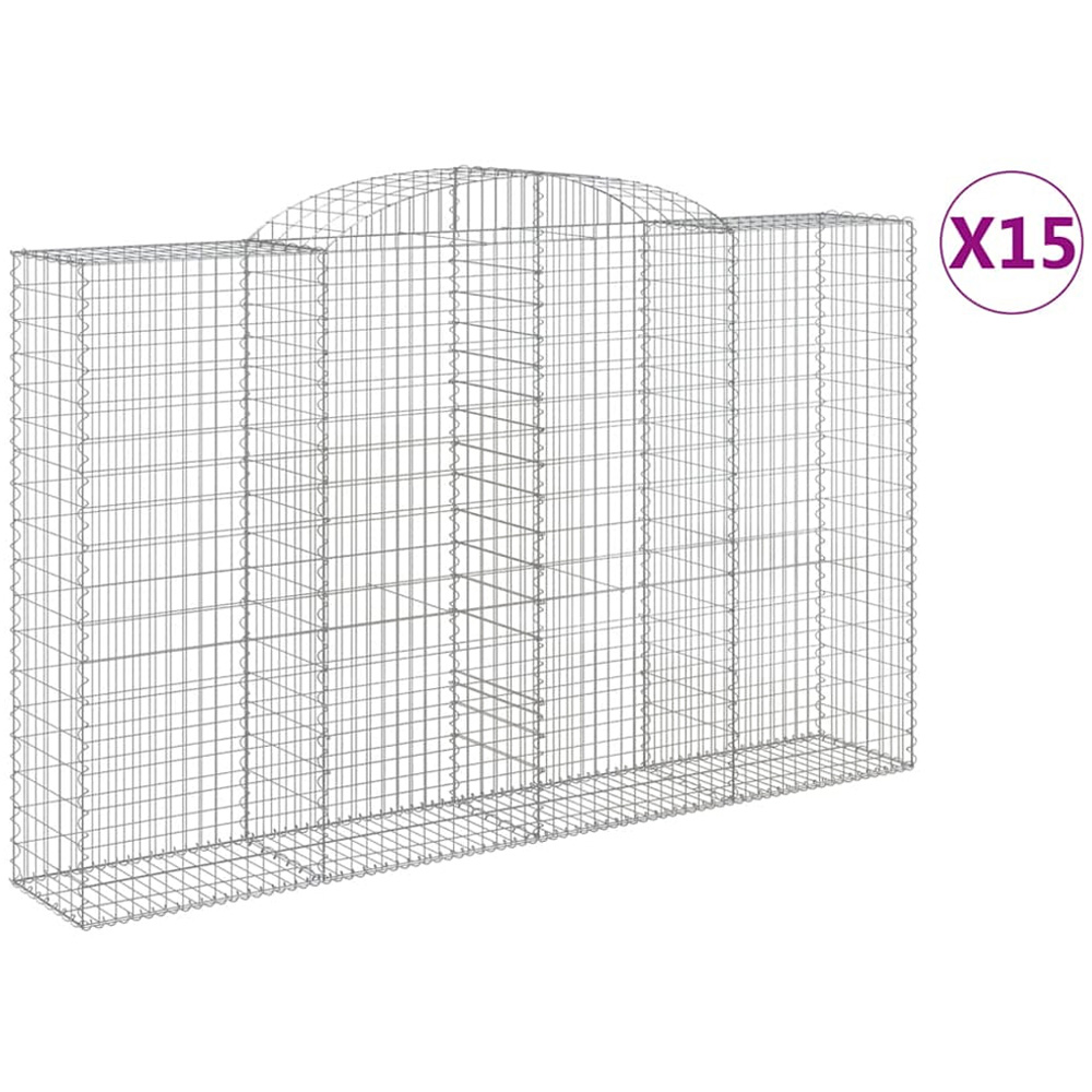 vidaXL Silver Galvanised Iron Arched Gabion Basket 300 x 50 x 180/200cm 15 Pack Image 4