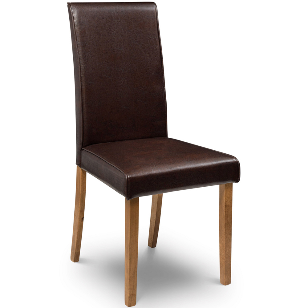 Julian Bowen Hudson Set of 2 Brown Dining Chair Image 3