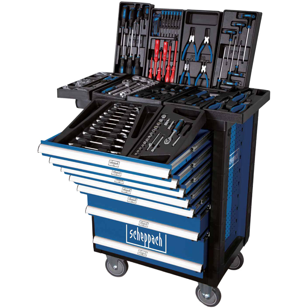 Scheppach TW1000, 263-Piece 7 Drawer Lockable Tool Trolley Image 1