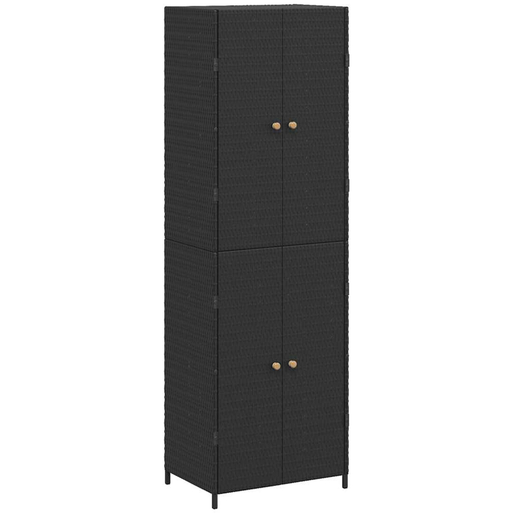 vidaXL 4 Shelf Black Polyrattan Garden Storage Cabinet Image 2