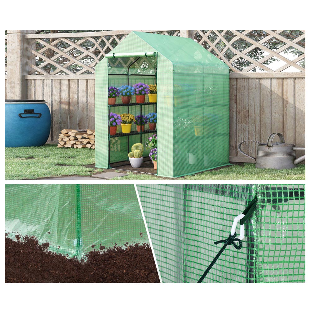 Outsunny 2 Tier Green PE 4.6 x 4.5ft Garden Greenhouse Image 6