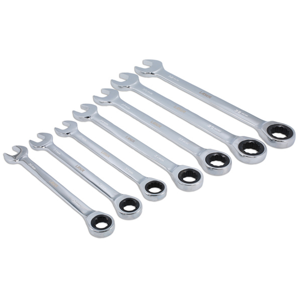 Laser 7 Piece Ratchet Ring Combination Spanner Set Image 4