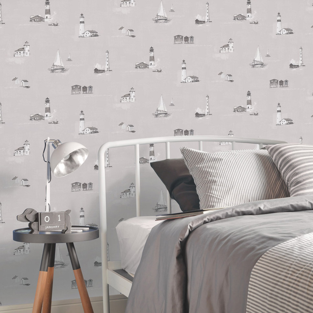 Galerie Deauville 2 Whimsical Motifs Taupe Wallpaper Image 3