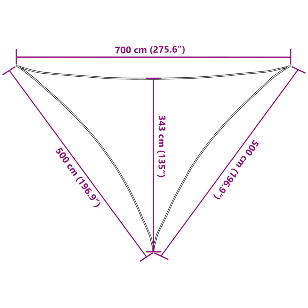 vidaXL Cream Triangular Sun Shade Sail 7 x 5 x 5m Image 8