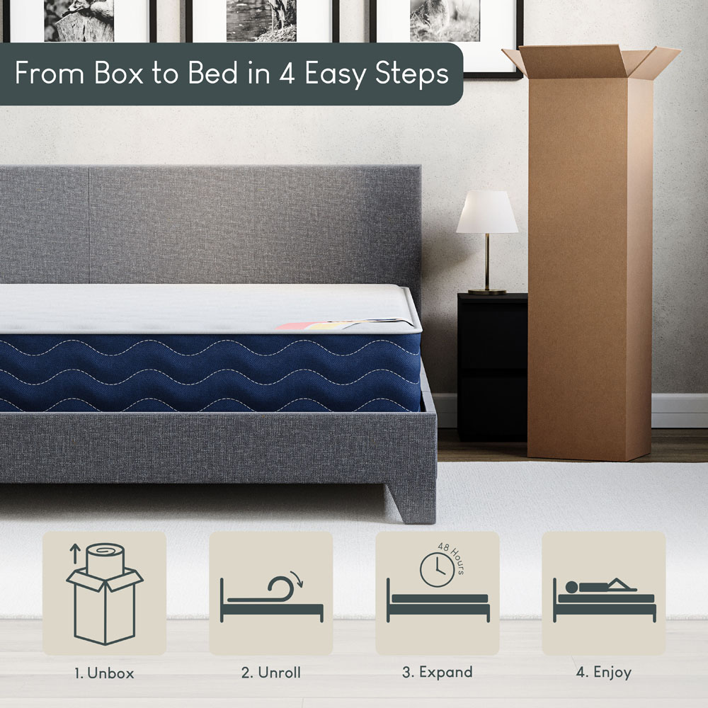 VIDA DESIGNS Veronica Double Silver Velvet Ottoman Bed with Gel Memory Foam Mattress Image 6